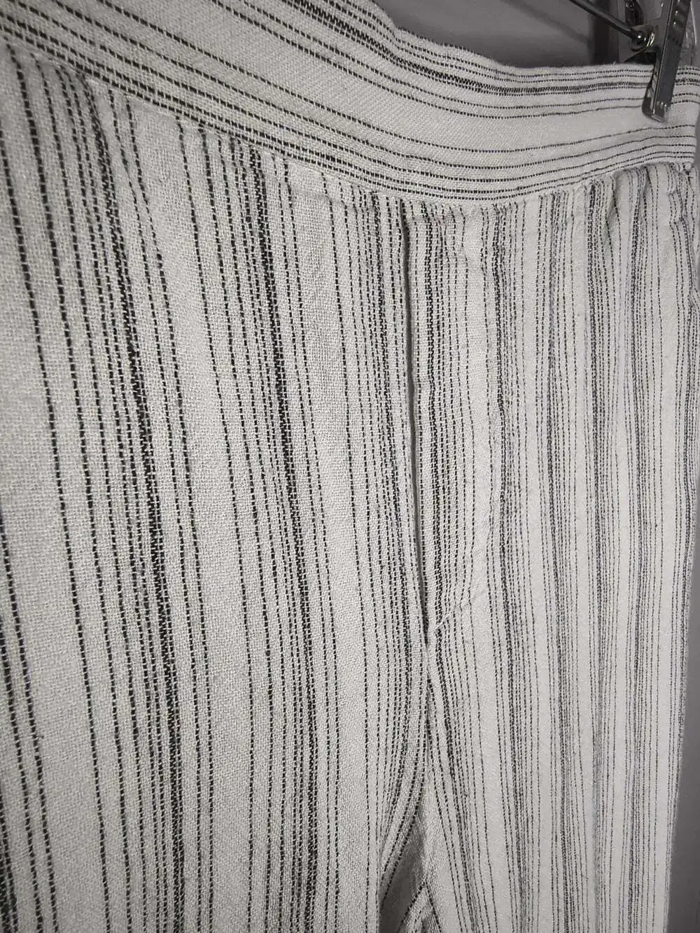 Banana Republic White Pull On Striped Linen Blend Straight Pants Size 6 Hayden